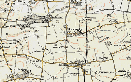 Old map of Brauncewell Village in 1902-1903