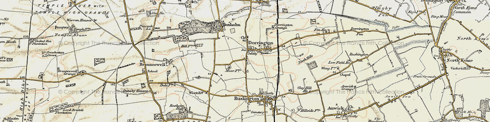 Old map of Brauncewell Village in 1902-1903