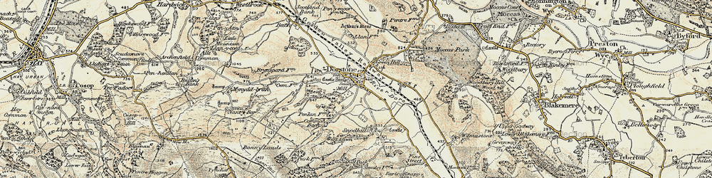 Old map of Dorstone in 1900-1901