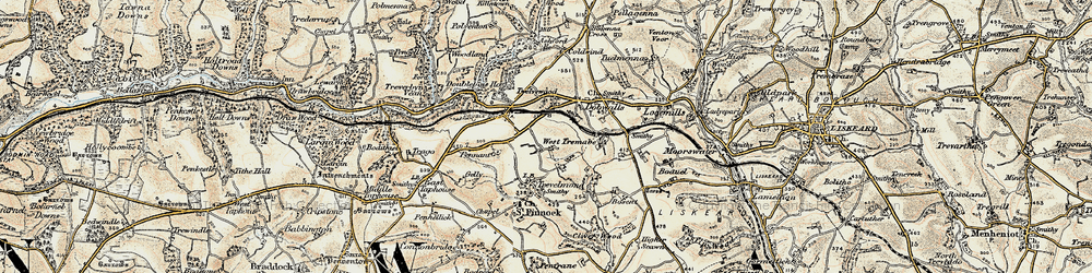 Old map of Doublebois in 1900