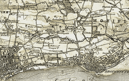 Old map of Ballumbie in 1907-1908