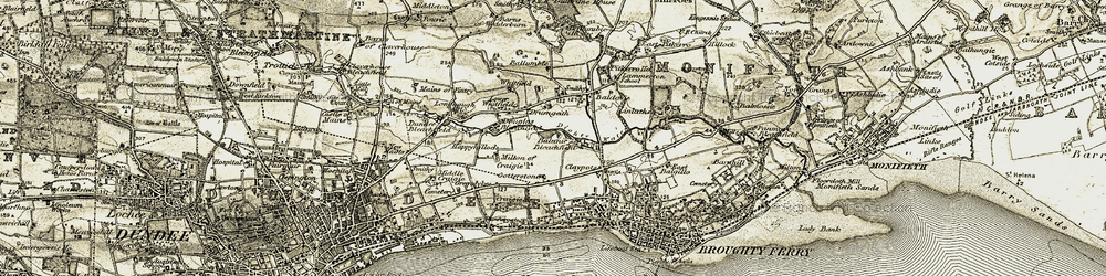 Old map of Douglas and Angus in 1907-1908