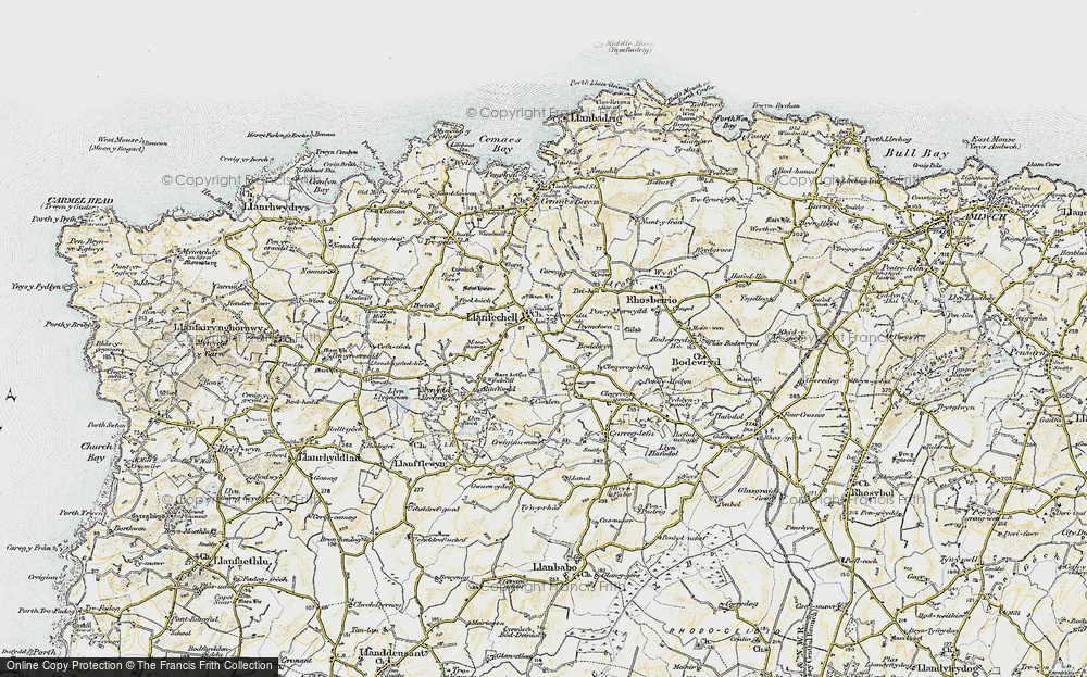 Old Map of Historic Map covering Bodelwyn in 1903-1910