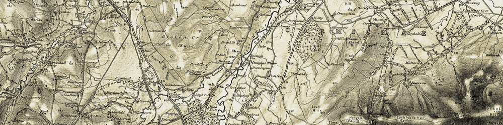 Old map of Douglas Water in 1904-1905