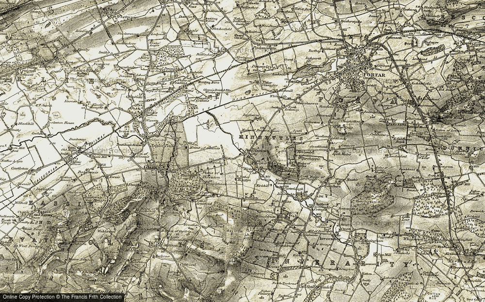 Old Map of Historic Map covering Brigton Ho in 1907-1908