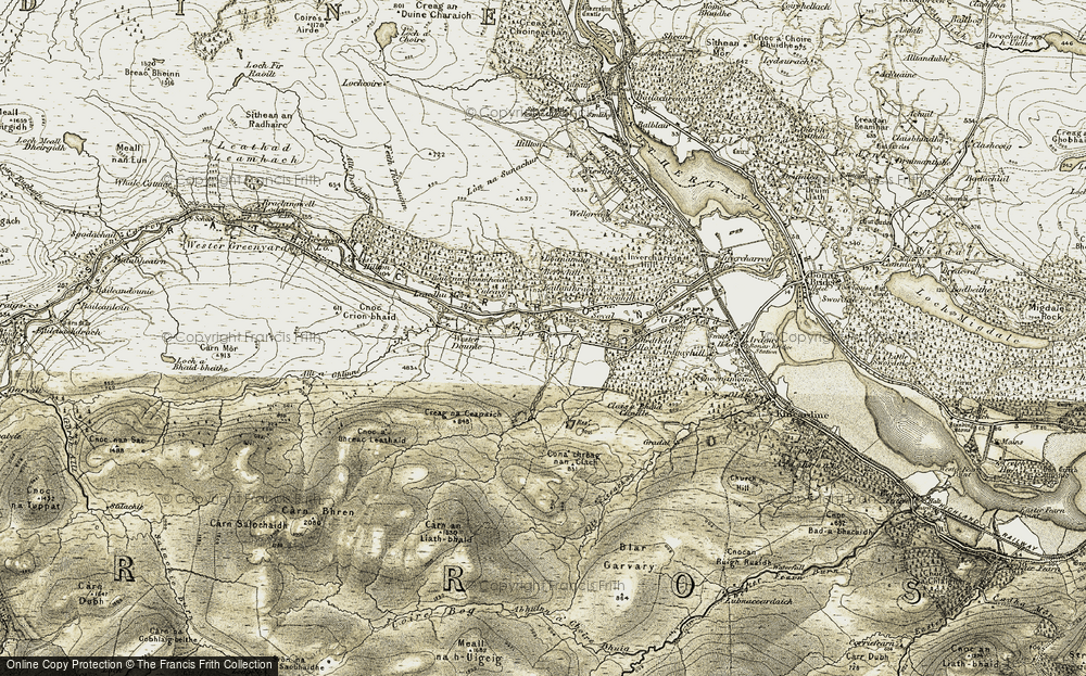 Old Map of Historic Map covering Balnabruich in 1911-1912