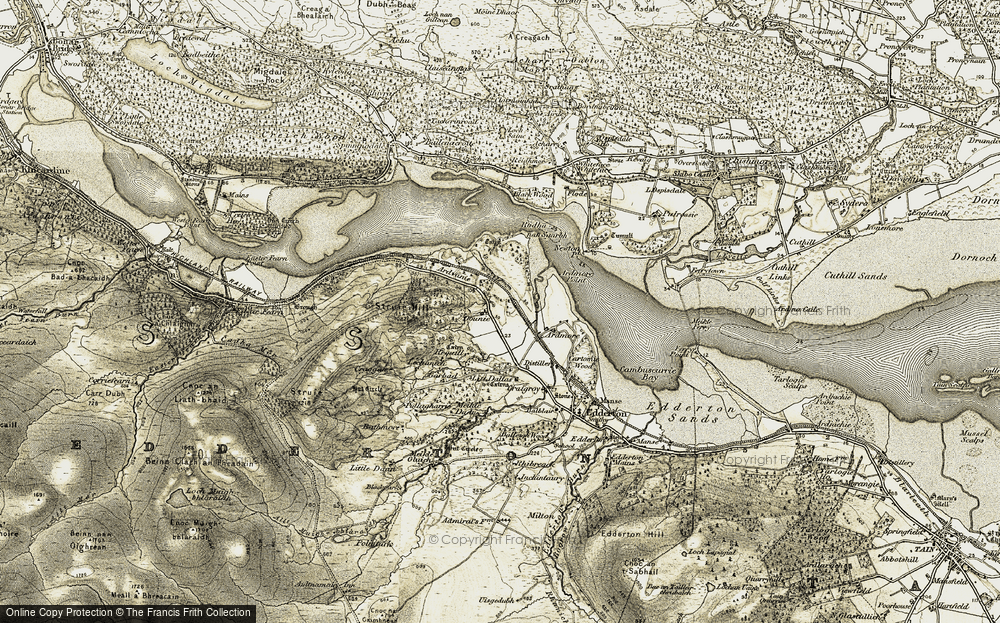 Old Map of Dounie, 1911-1912 in 1911-1912