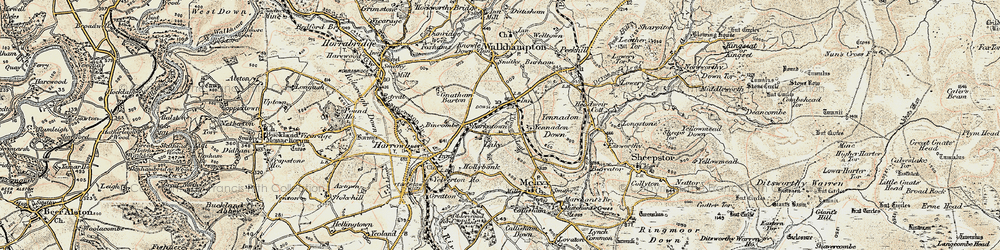Old map of Dousland in 1899-1900