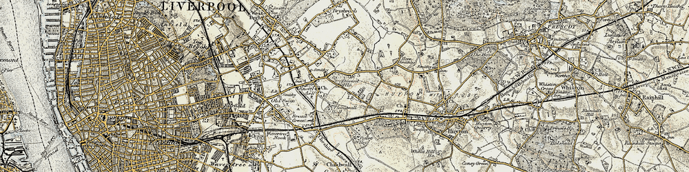 Old map of Dovecot in 1902-1903