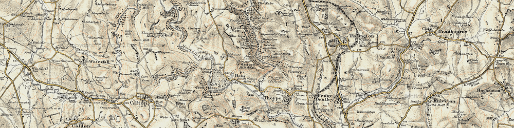Old map of Tissington Spires in 1902