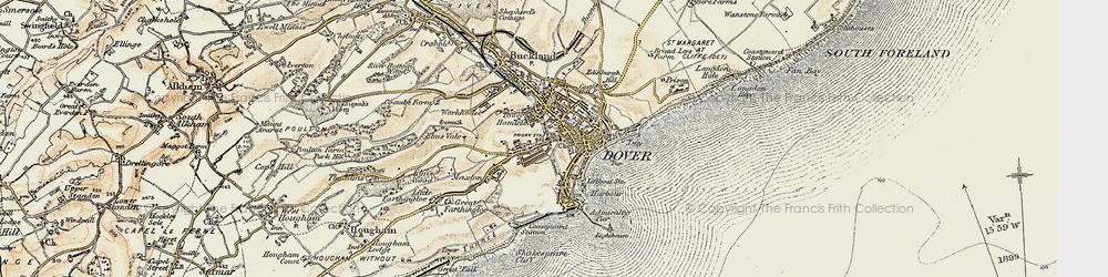 Old map of Dover in 1898-1899