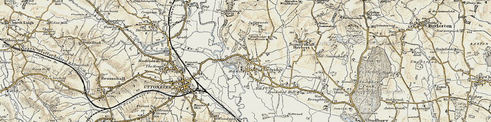 Old map of Doveridge in 1902