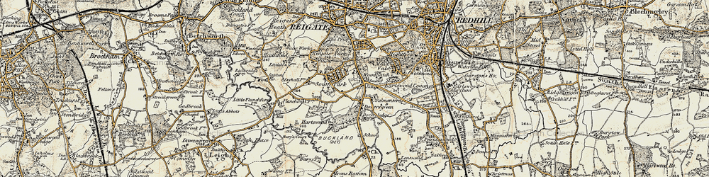 Old map of Doversgreen in 1898-1909