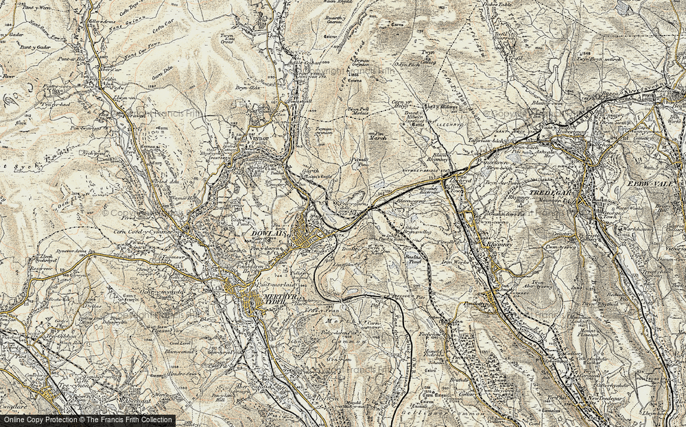 Old Map of Dowlais Top, 1900 in 1900