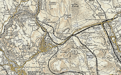 Old map of Dowlais Top in 1900