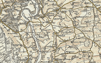 Old map of Dowland in 1899-1900