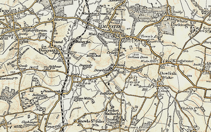 Old map of Dowlish Ford in 1898-1899