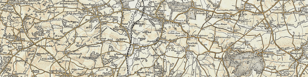 Old map of Dowlish Ford in 1898-1899