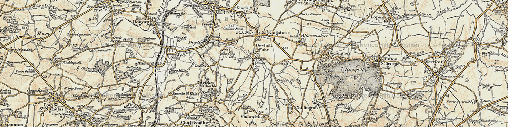 Old map of Dowlish Wake in 1898-1899
