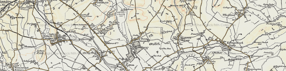 Old map of Down Ampney in 1898-1899