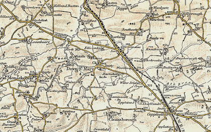 Old map of Down St Mary in 1899-1900