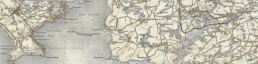 Old map of Down Thomas in 1899-1900