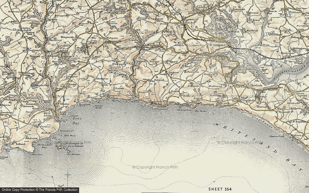 Old Map of Downderry, 1899-1900 in 1899-1900