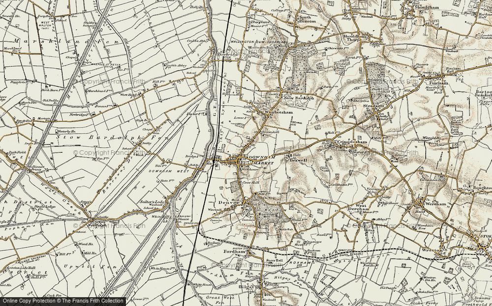 Old Map of Downham Market, 1901-1902 in 1901-1902