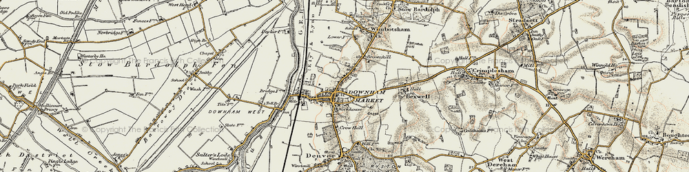 Old map of Downham Market in 1901-1902