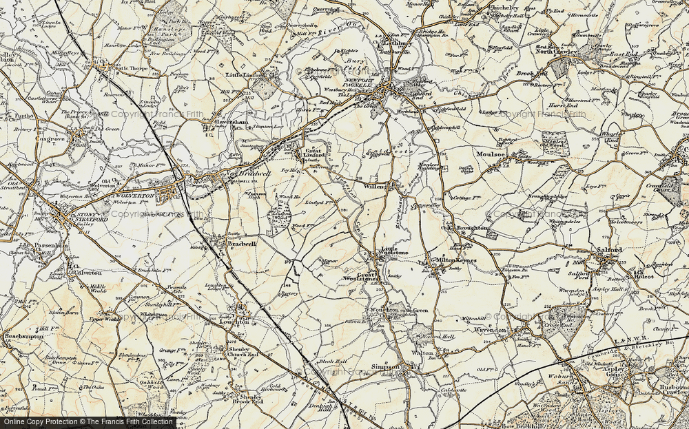 Old Map of Historic Map covering Willen Park in 1898-1901