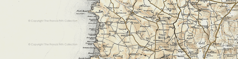 Old map of Downhill in 1900
