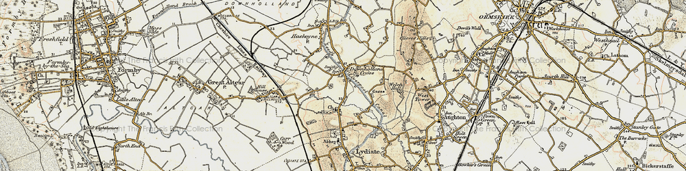 Old map of Downholland Cross in 1902-1903