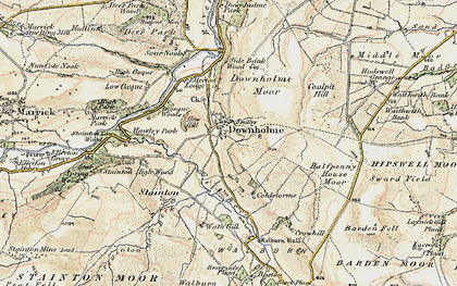 Old map of Downholme in 1903-1904