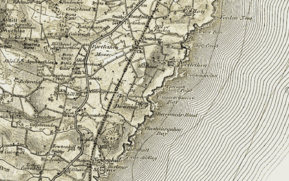 Old map of Berrymuir Head in 1908-1909
