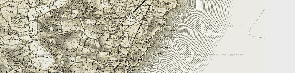 Old map of Berrymuir Head in 1908-1909
