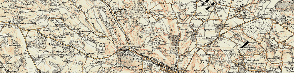 Old map of Downley in 1897-1898