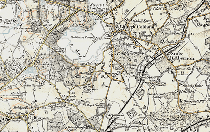 Old map of Downside in 1897-1909
