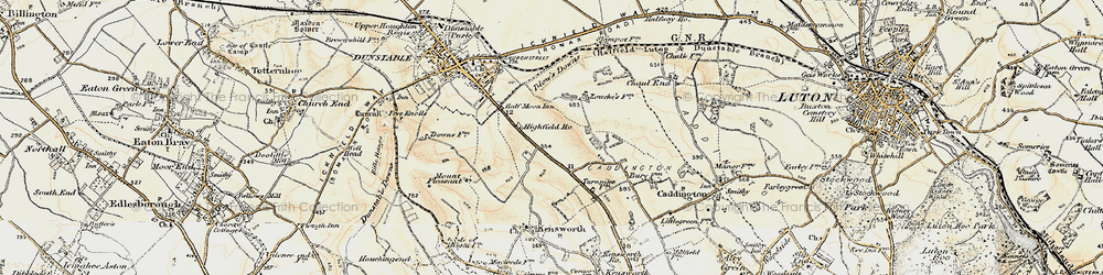 Old map of Downside in 1898-1899