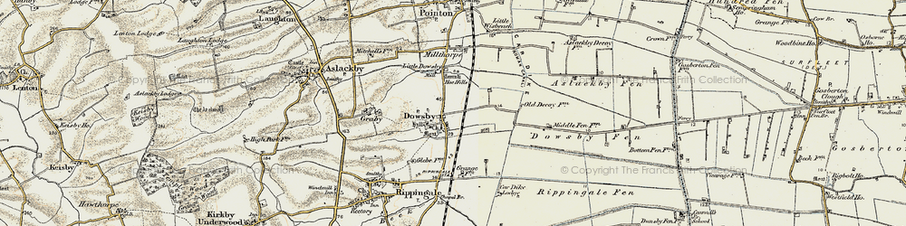 Old map of Dowsby in 1902-1903