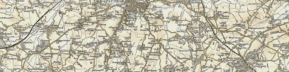 Old map of Dowslands in 1898-1900