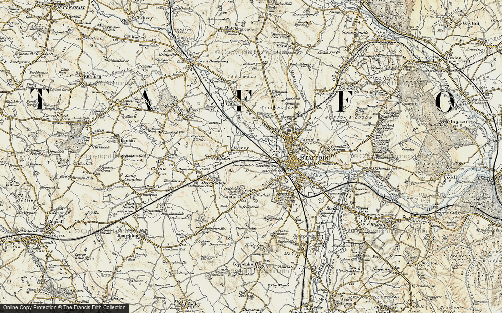 Old Map of Historic Map covering Burleyfields in 1902