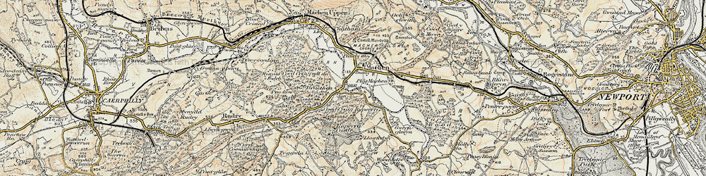 Old map of Draethen in 1899-1900