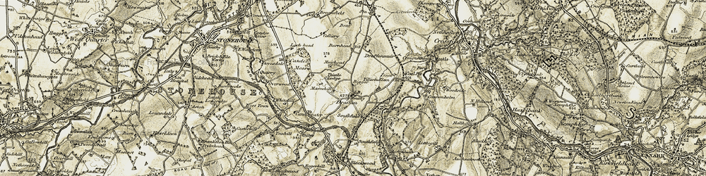 Old map of Draffan in 1904-1905