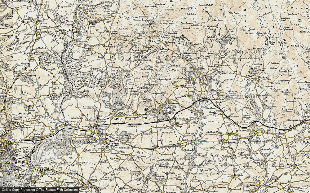 Old Map of Drakeland Corner, 1899-1900 in 1899-1900