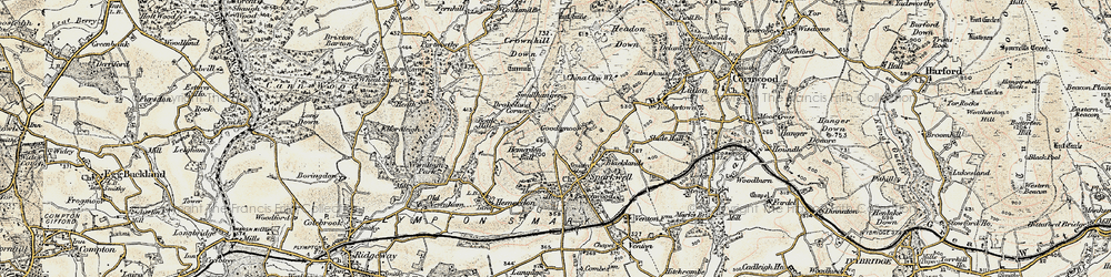 Old map of Drakeland Corner in 1899-1900