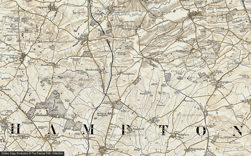 Old Map of Historic Map covering Blue Covert in 1901-1902