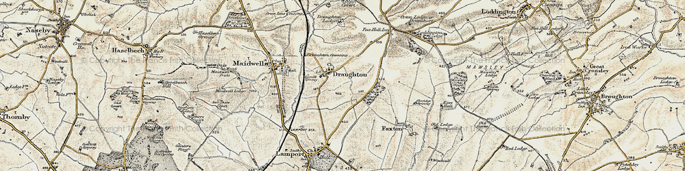 Old map of Draughton in 1901-1902