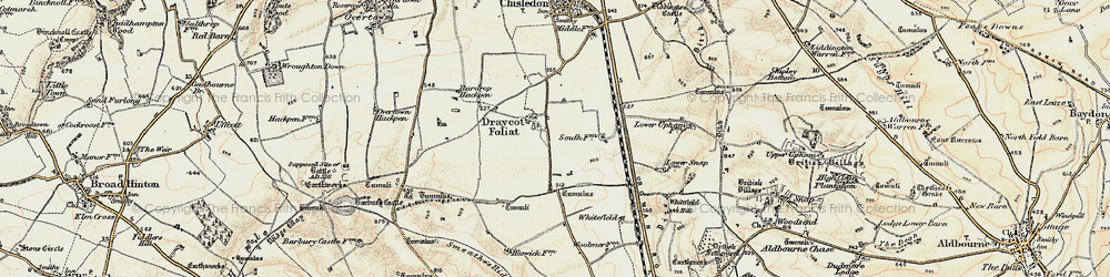 Old map of Burderop Down in 1897-1899