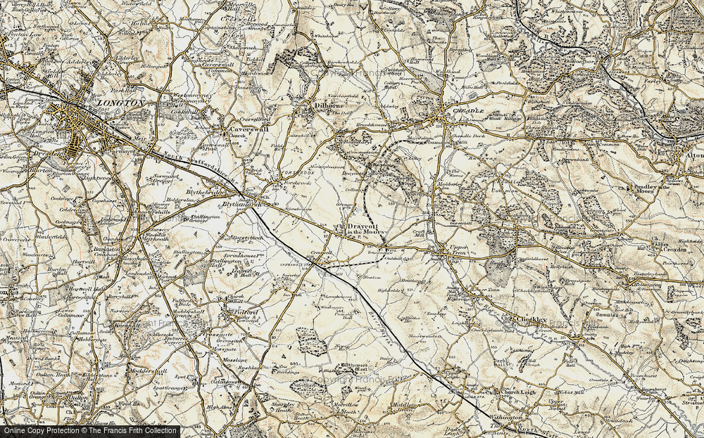 Old Map of Draycott in the Moors, 1902 in 1902