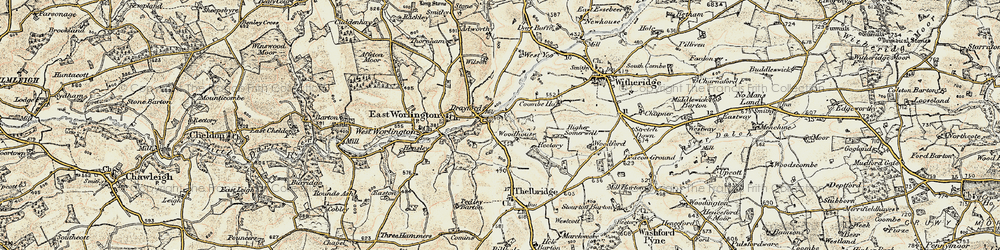 Old map of Drayford in 1899-1900